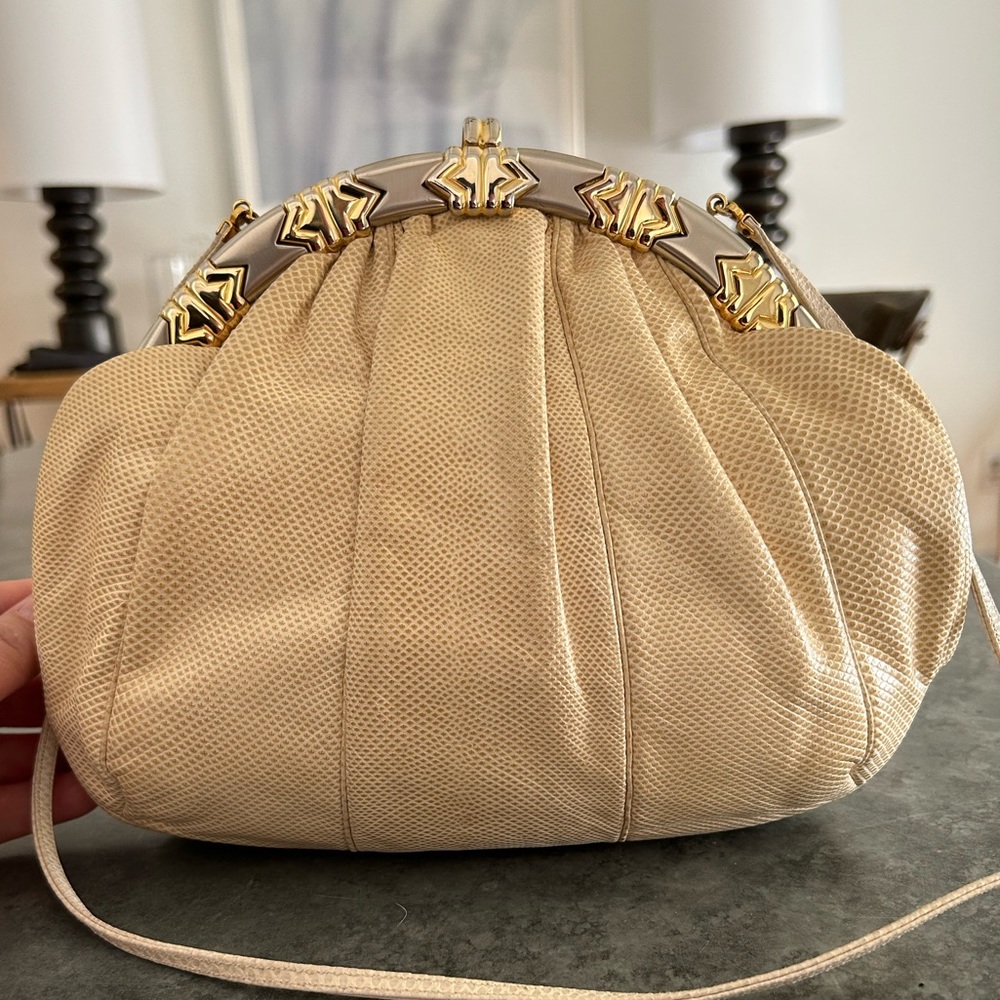 Vintage Judith Lieber lizard skin clutch art deco style Great condition